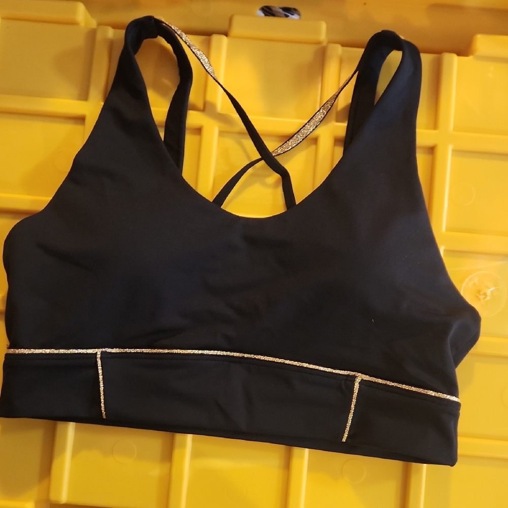 ZYIA Black Sports Bra with Silver Accents